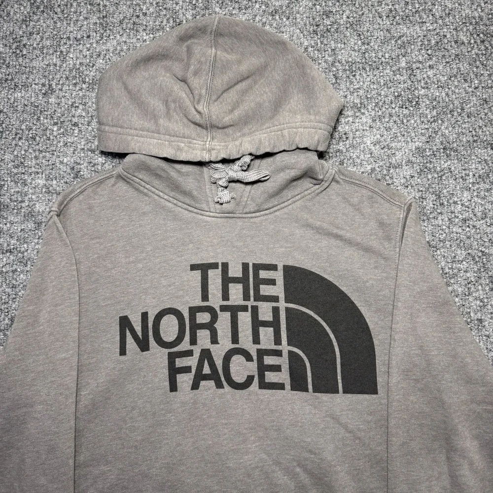 The North Face Hoodie Long Sleeve Gray & Black Cotton Blend Men's Size Medium